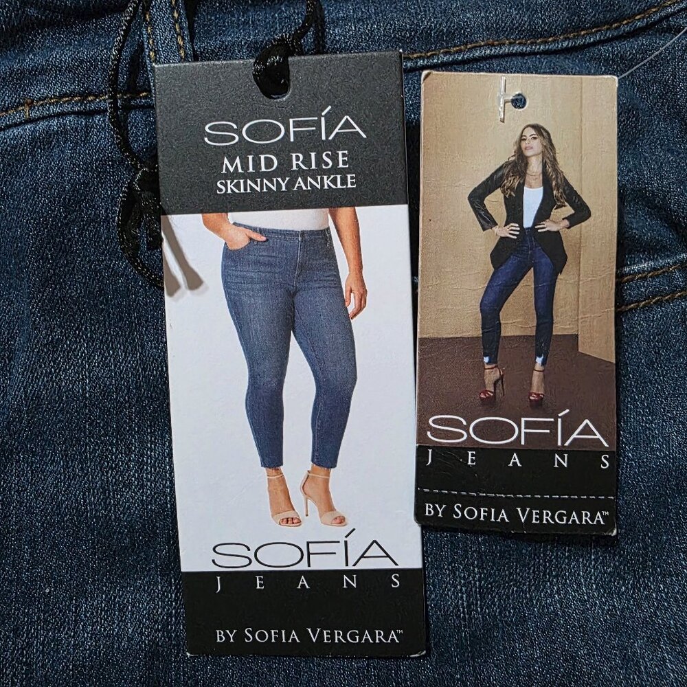 Sofia Vergara Curvy Skinny Ankle High Rise Cropped Jeans Women's Size 18W Blue - Picture 5 of 11